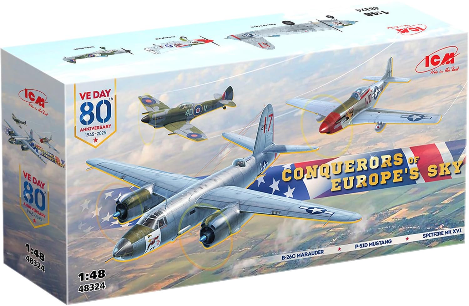 1/48 B26C マローダー　スピットファイアーmk16 P51D 3機セット Amazon | ICM 1/48 ヨーロッパ上空の征服者 (B-26B マローダー